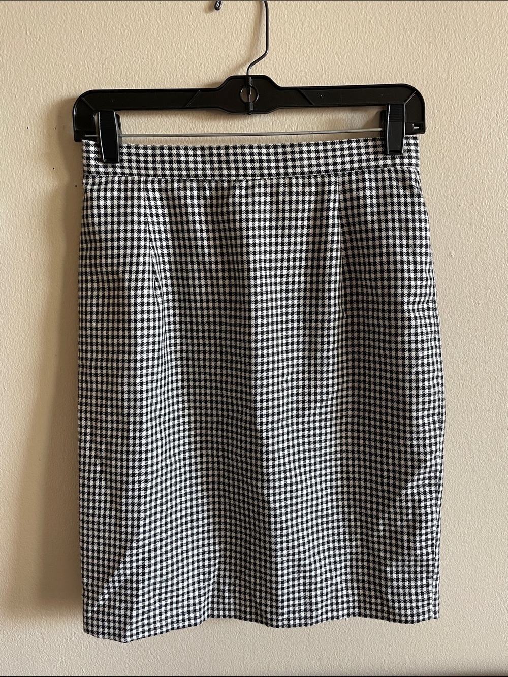 Norton McNaughton Black and White Gingham Pencil Skirt